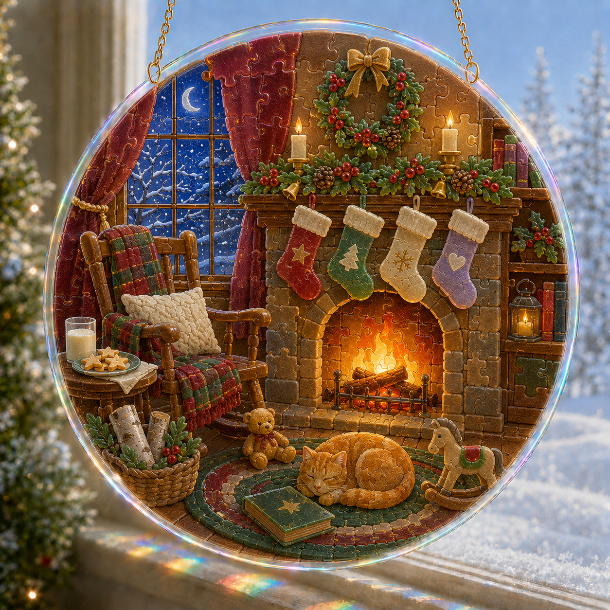 🔥 Limited Time 70% OFF – 🎅✨ Christmas Puzzle Hanging Ornament Kit – Sparkling DIY Window Suncatcher