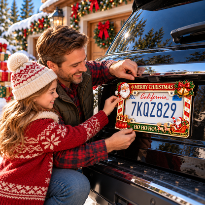 🔥Limited time 49% OFF -🎄🚗Christmas Decorative License Plate Frame – Bring Holiday Cheer to Every Drive!