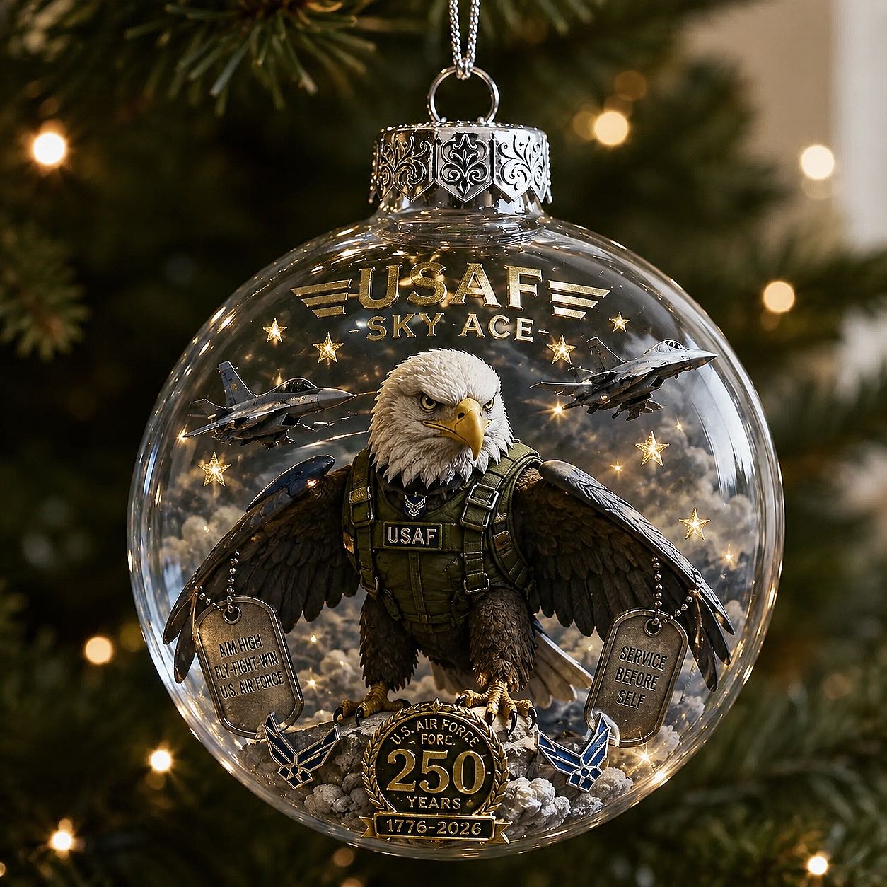 🎄 LAST DAY 75% OFF 🇺🇸 America 250th Military Legacy Light-Up Christmas Ball