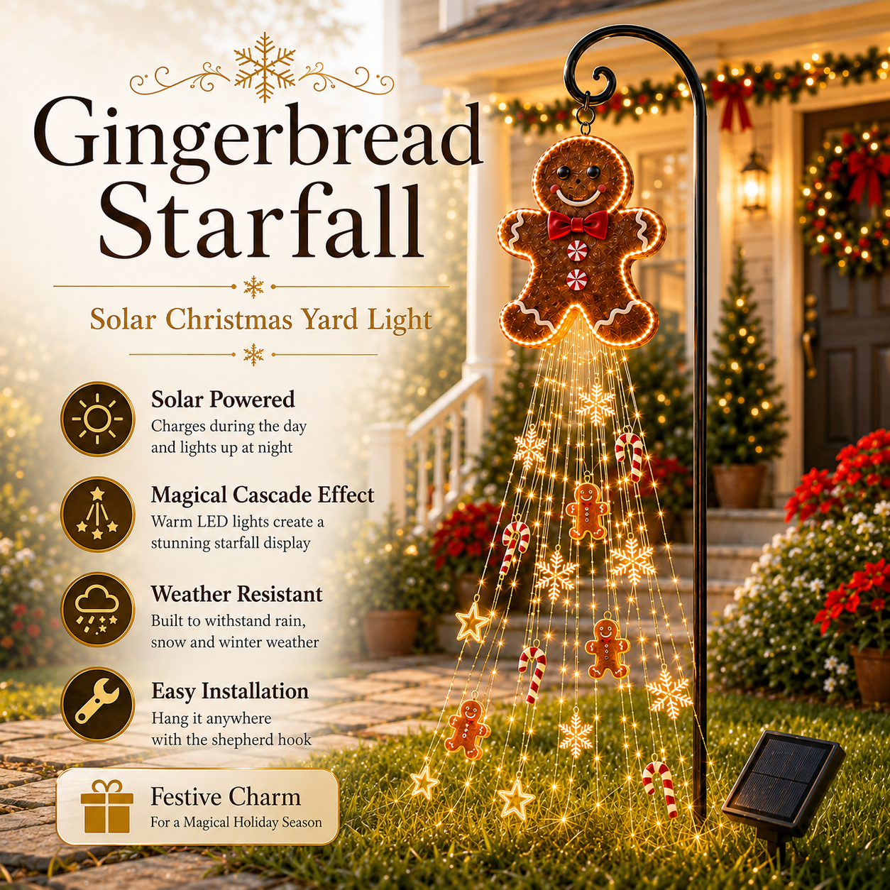 🔥Limited time 70% OFF -🎄 Gingerbread Magic Solar Holiday Yard Light