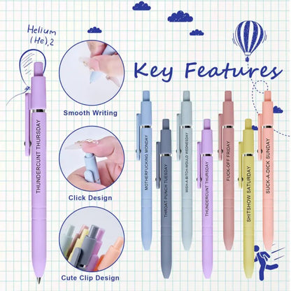 Funny Daily Quote Pen Set – 7PCS Sarcastic Ballpoint Pens Gift Set