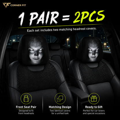 🔥Limited time 70% OFF -Funny Cartoon Car Headrest Covers – 2PCS Universal Fit