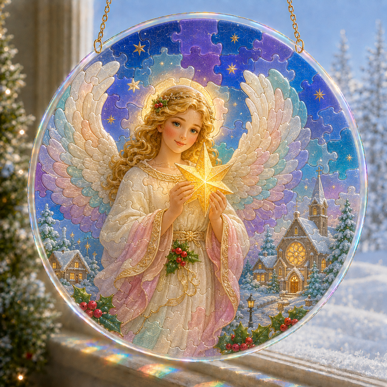 🔥 Limited Time 70% OFF – 🎅✨ Christmas Puzzle Hanging Ornament Kit – Sparkling DIY Window Suncatcher