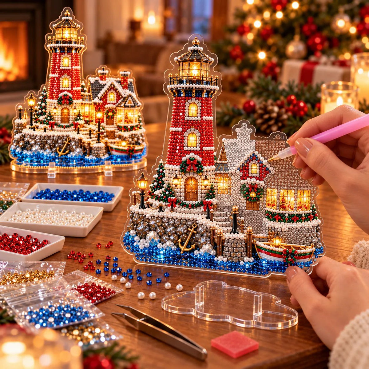 🔥Limited time 70% OFF -💎🎄Christmas Lighthouse Diamond Painting Art Kit - Create Your Own Christmas Lighthouse