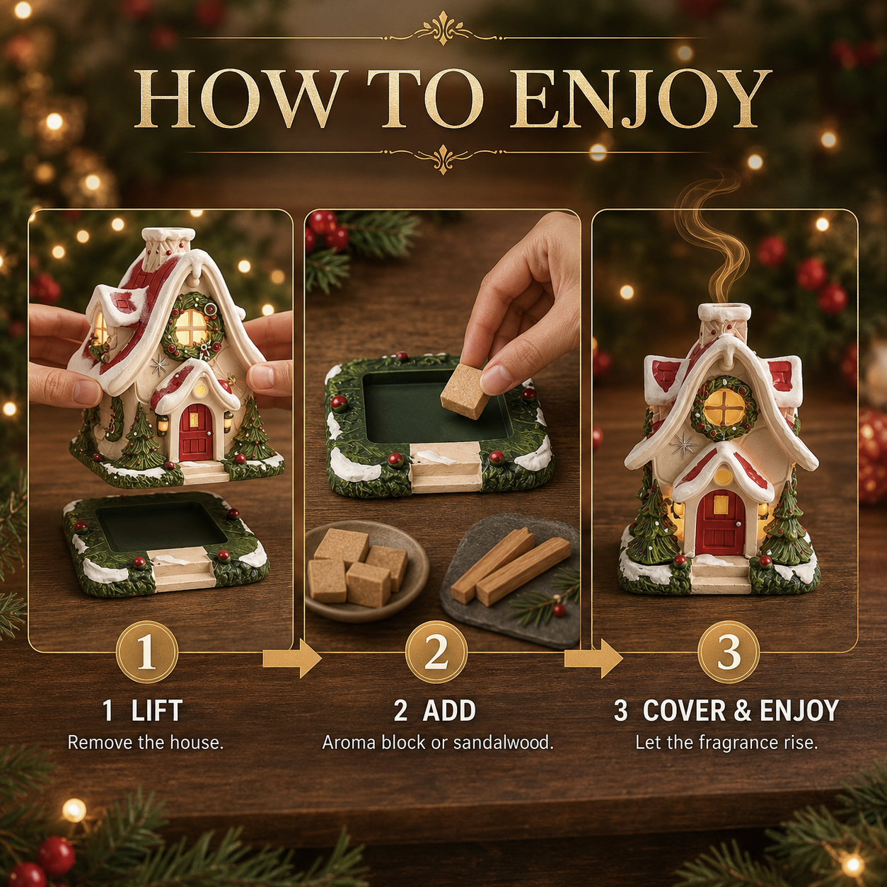 🔥Limited time 70% OFF -🎄 Christmas Cottage Aroma Warmer – Wax Melt & Incense Burner ✨🏠