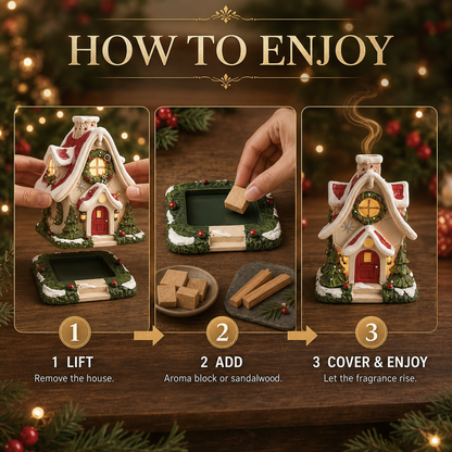 🔥Limited time 70% OFF -🎄 Christmas Cottage Aroma Warmer – Wax Melt & Incense Burner ✨🏠