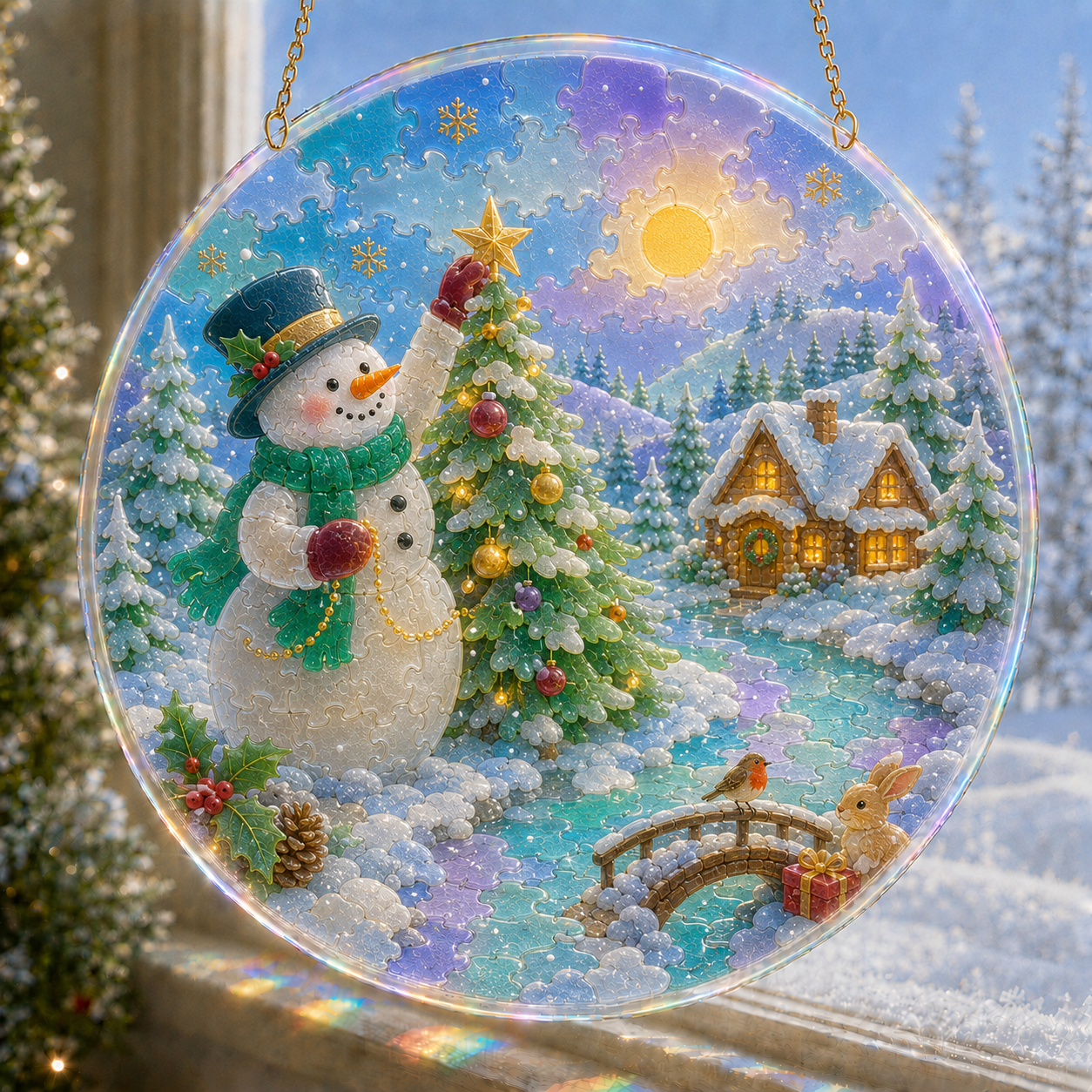 🔥 Limited Time 70% OFF – 🎅✨ Christmas Puzzle Hanging Ornament Kit – Sparkling DIY Window Suncatcher