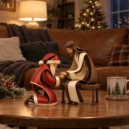 🔥Limited time 70% OFF - 🎅✝️Santa Kneeling Before  Jesus Christmas  Figurines