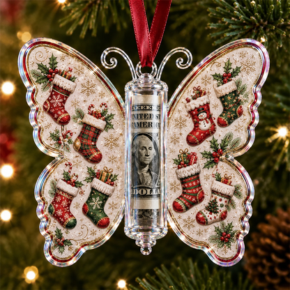 🦋💵 Christmas Cash Gift Butterfly Ornament – Holiday Money Holder Keepsake 🎄✨