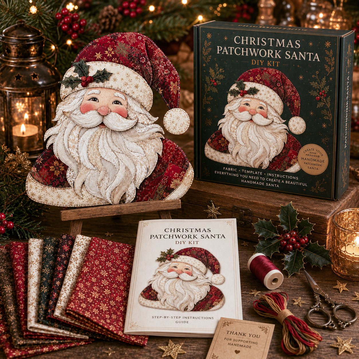 🔥Limited time 70% OFF -🎅✨Christmas Patchwork Fabric DIY Decor Kit