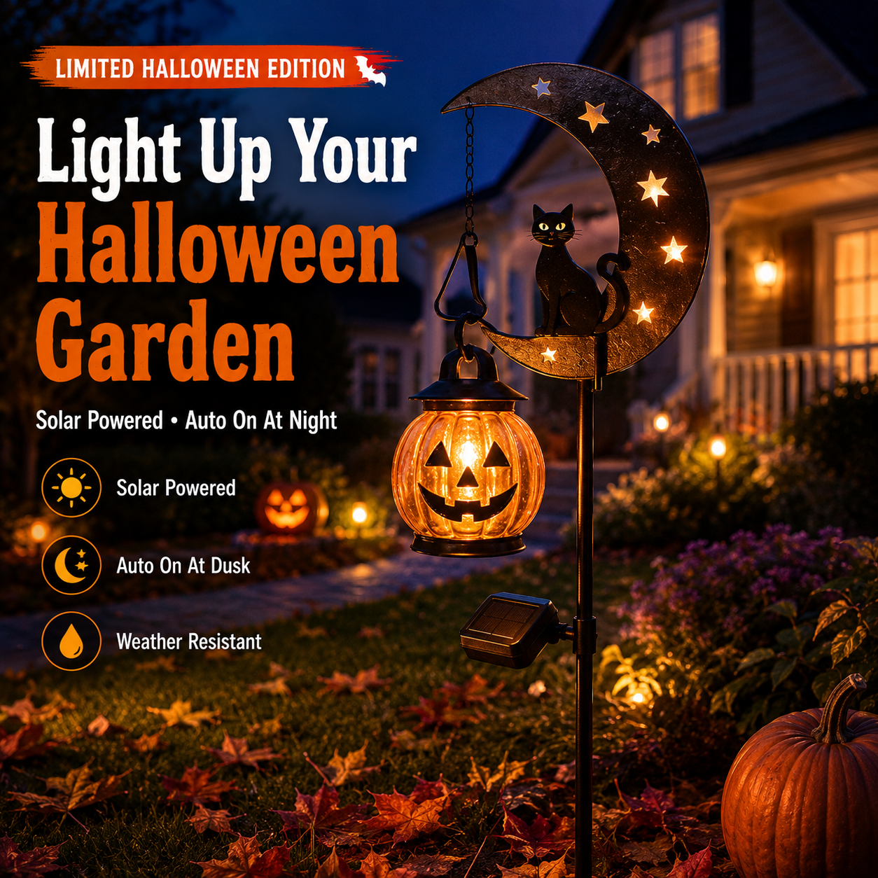 🎃 Halloween Early Bird Sale | 70% OFF Pumpkin Moon Garden Stake Light