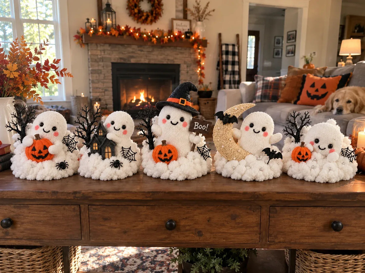 ⏳ Last Day 70% OFF – 👻 Glowing Ghost Staircase Decor | 5 Playful Halloween Characters for Railings, Mantels & Entryways 🎃