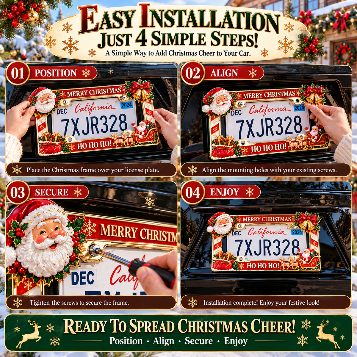 🔥Limited time 49% OFF -🎄🚗Christmas Decorative License Plate Frame – Bring Holiday Cheer to Every Drive!