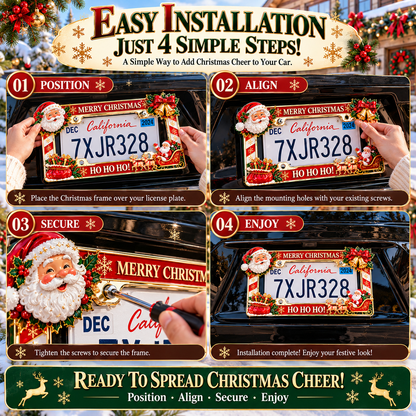 🔥Limited time 49% OFF -🎄🚗Christmas Decorative License Plate Frame – Bring Holiday Cheer to Every Drive!