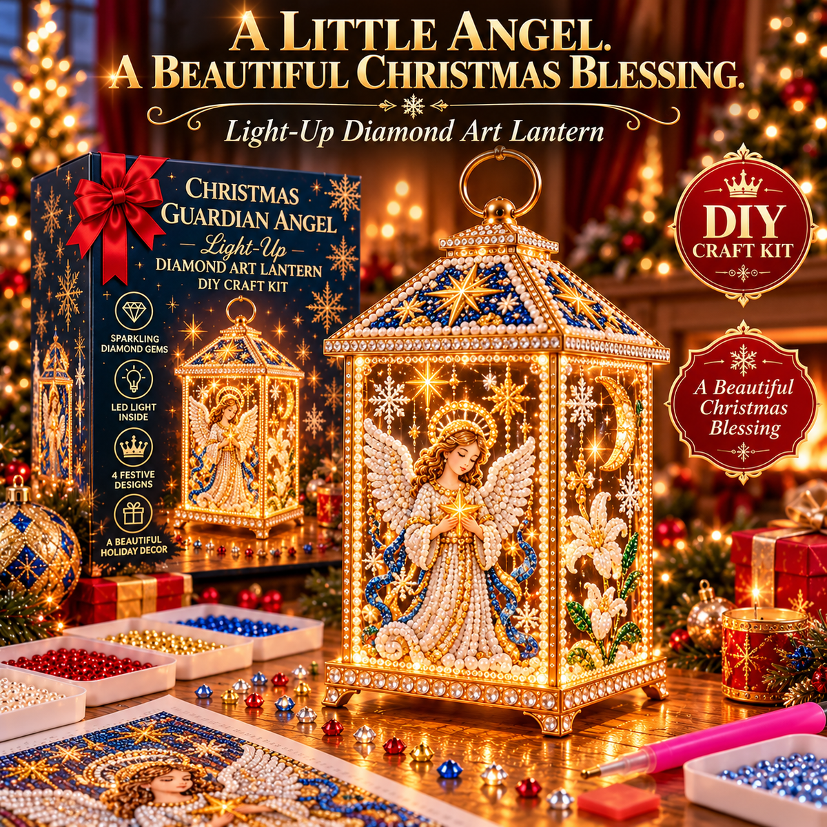 🔥Limited time 70% OFF - ✨💎DIY Light-Up Diamond Art Lantern -  Create Your Own Sparkling Glow