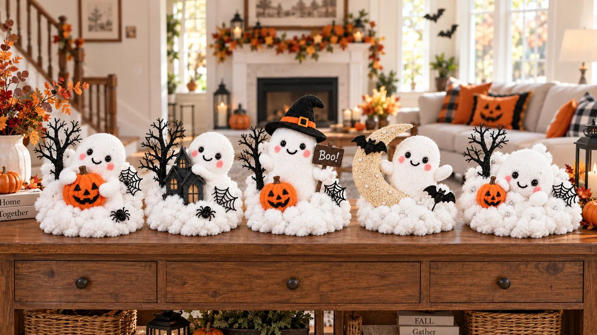 ⏳ Last Day 70% OFF – 👻 Glowing Ghost Staircase Decor | 5 Playful Halloween Characters for Railings, Mantels & Entryways 🎃