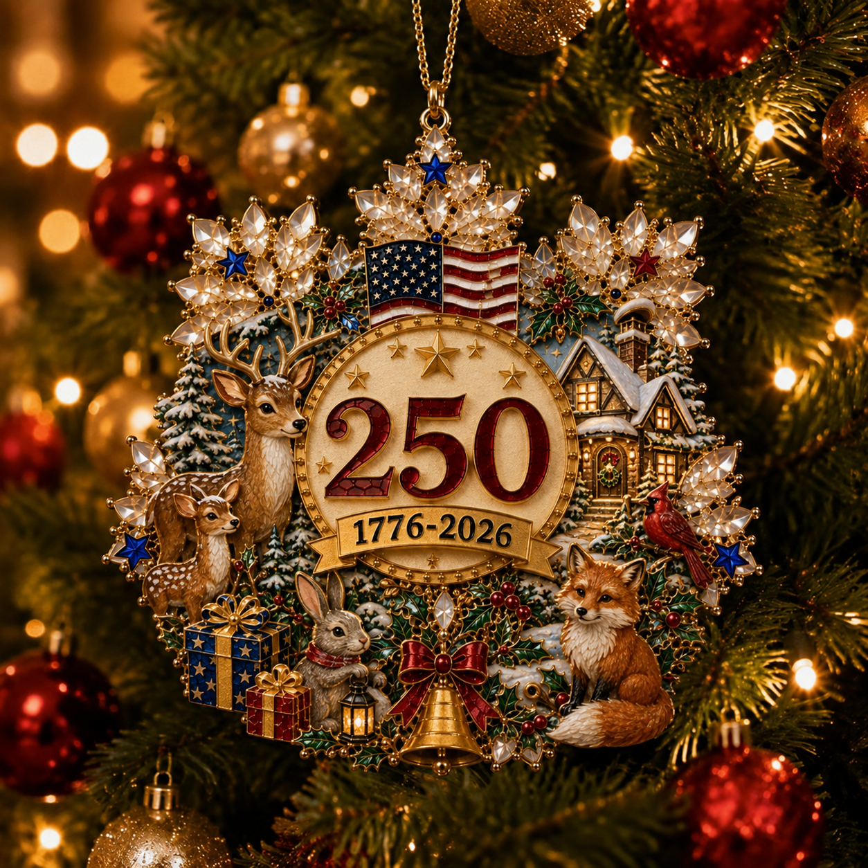 🔥LAST DAY 75% OFF!!🔥 America 250 Crystal Snowflake Heritage Ornament™