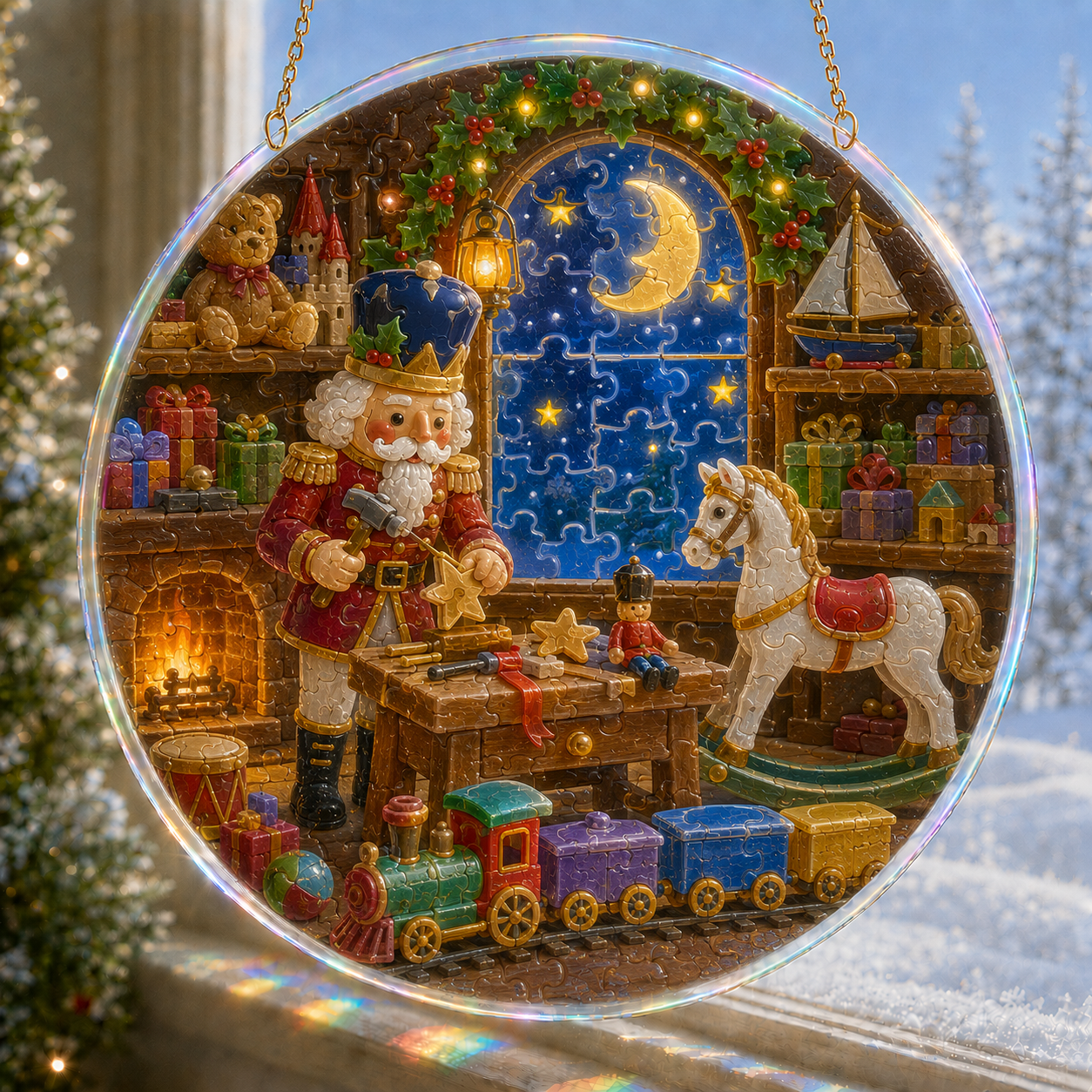 🔥 Limited Time 70% OFF – 🎅✨ Christmas Puzzle Hanging Ornament Kit – Sparkling DIY Window Suncatcher
