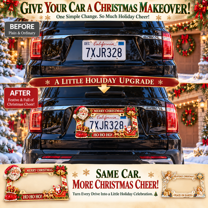 🔥Limited time 49% OFF -🎄🚗Christmas Decorative License Plate Frame – Bring Holiday Cheer to Every Drive!