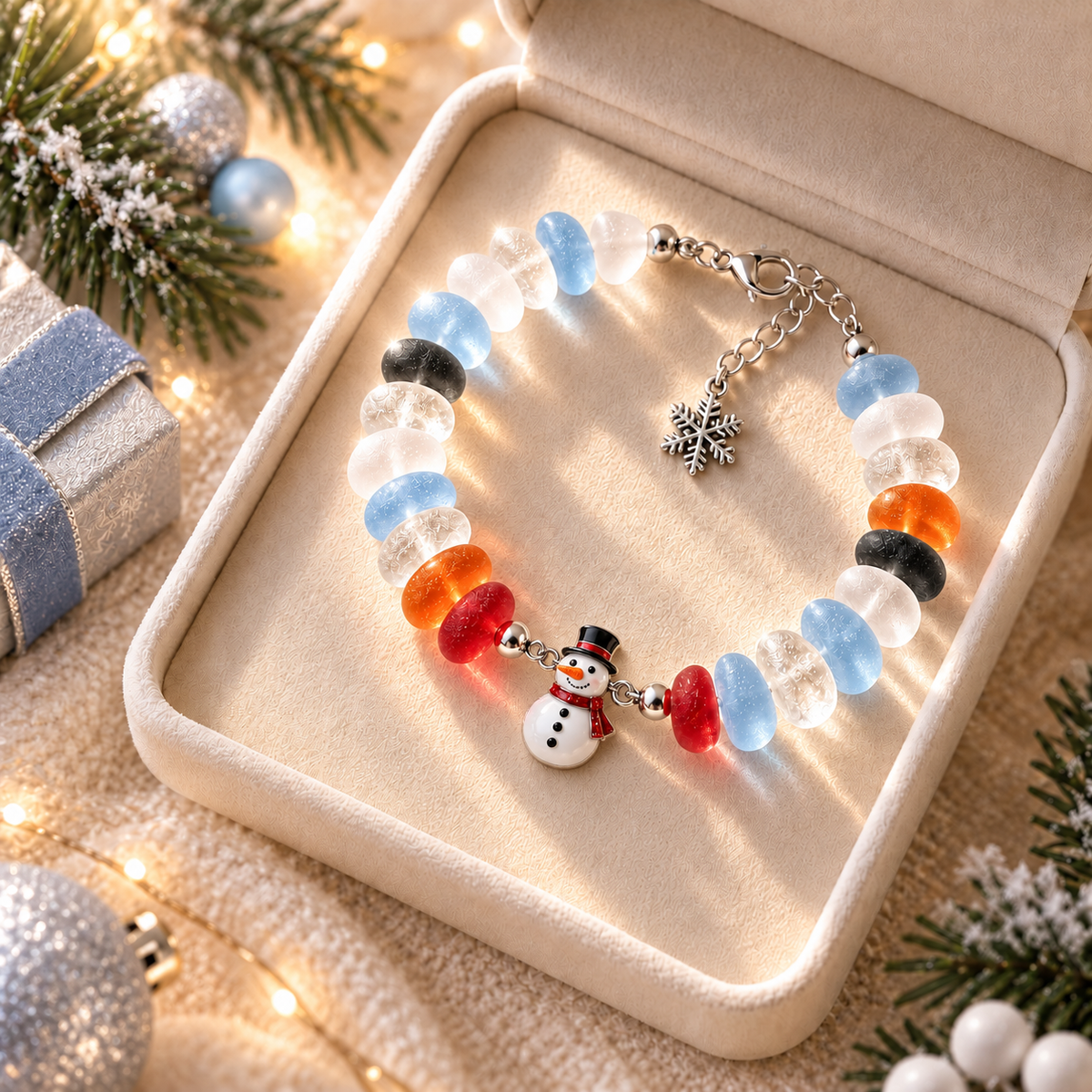✨ Christmas Glow Sea Glass Charm Bracelet Collection