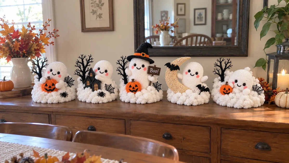 ⏳ Last Day 70% OFF – 👻 Glowing Ghost Staircase Decor | 5 Playful Halloween Characters for Railings, Mantels & Entryways 🎃