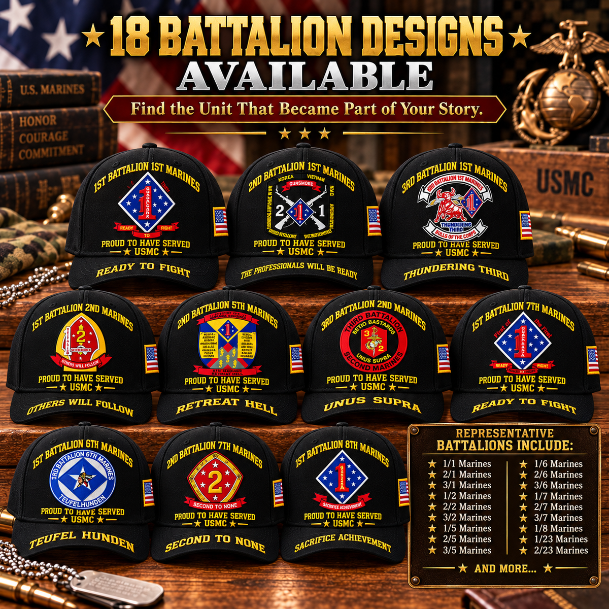 🌲LAST DAY SALE 50% OFF 🎁USMC Infantry Battalion Veteran Cap Collection