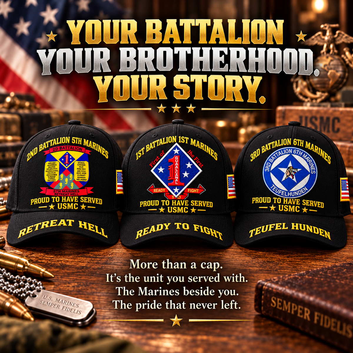🌲LAST DAY SALE 50% OFF 🎁USMC Infantry Battalion Veteran Cap Collection