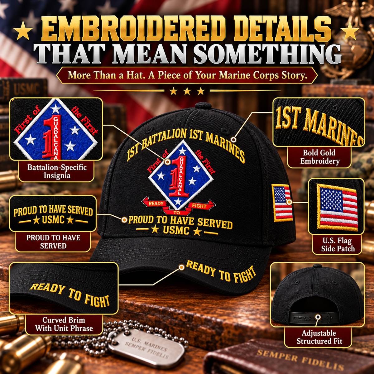 🌲LAST DAY SALE 50% OFF 🎁USMC Infantry Battalion Veteran Cap Collection
