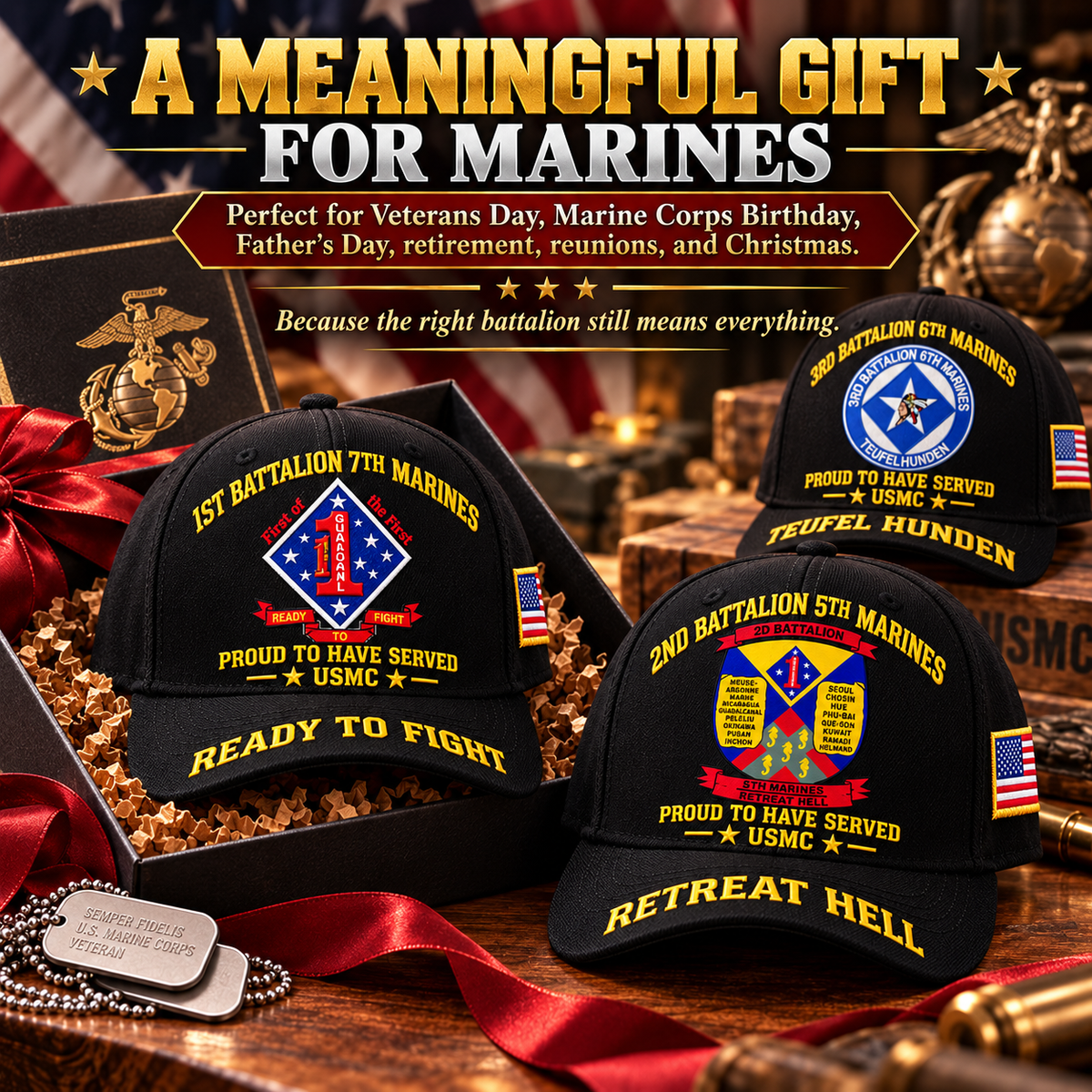 🌲LAST DAY SALE 50% OFF 🎁USMC Infantry Battalion Veteran Cap Collection