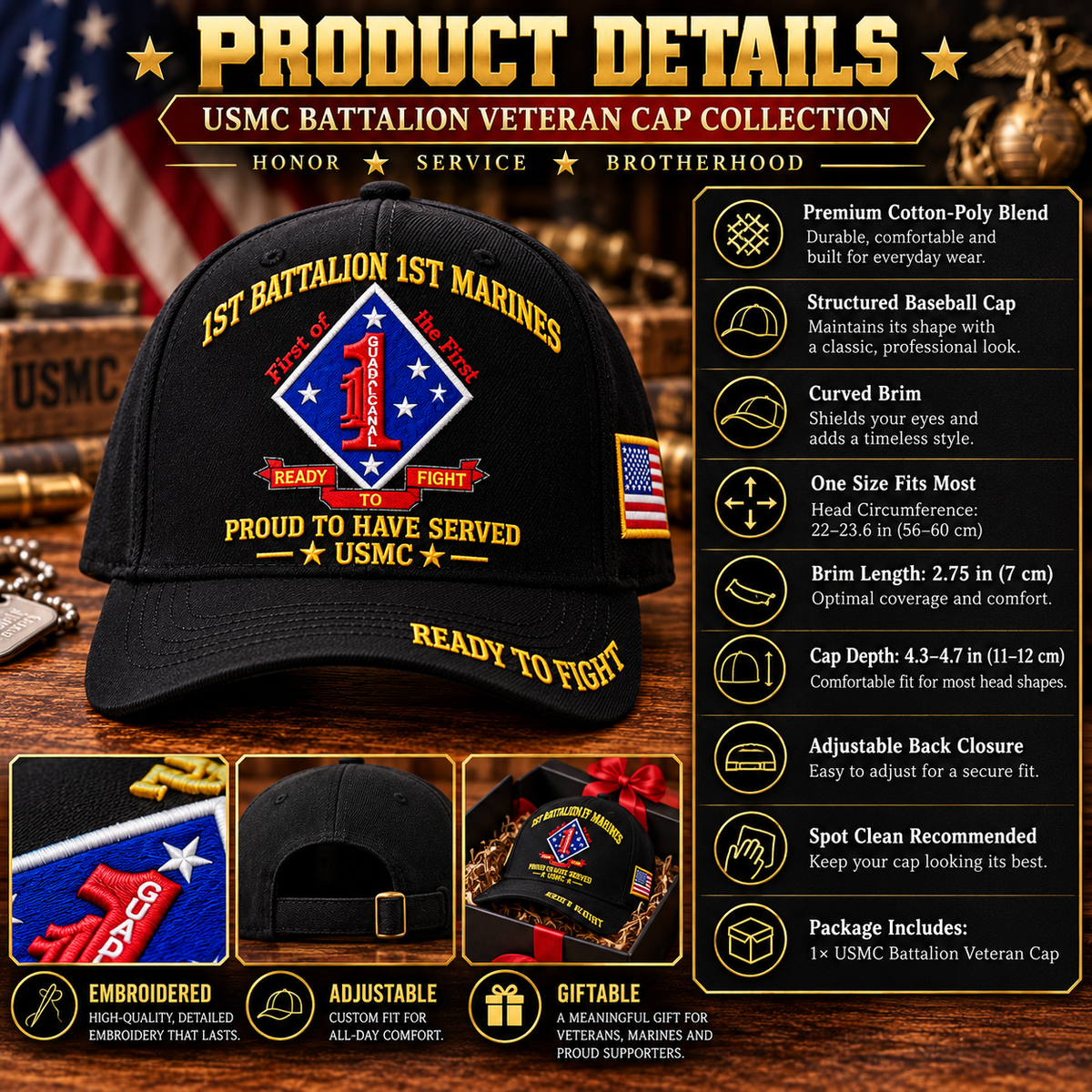 🌲LAST DAY SALE 50% OFF 🎁USMC Infantry Battalion Veteran Cap Collection