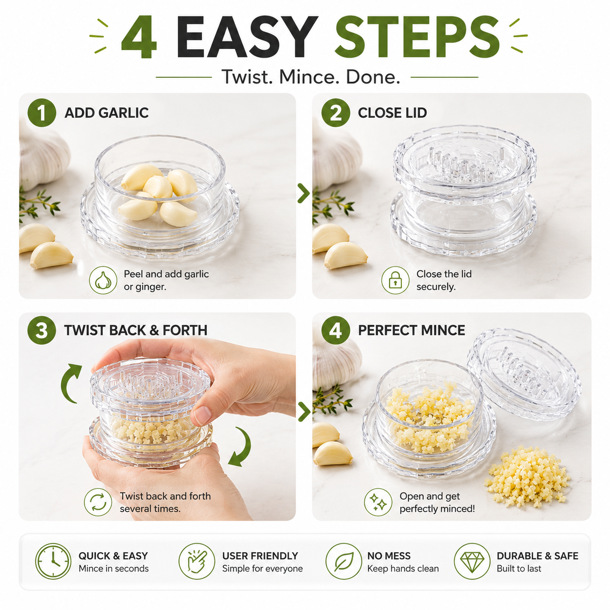 ⚡️Last Day 70% OFF - 🧄Clear Manual Garlic Twister and Ginger Mincer Tool