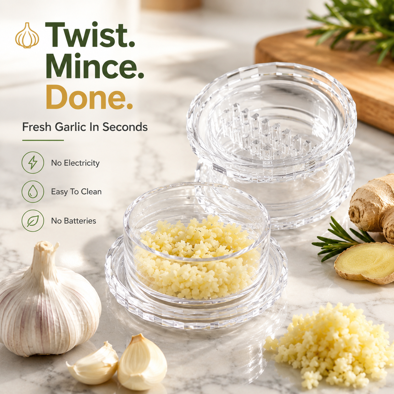 ⚡️Last Day 70% OFF - 🧄Clear Manual Garlic Twister and Ginger Mincer Tool