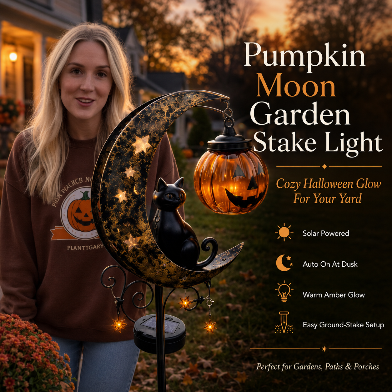 🎃 Halloween Early Bird Sale | 70% OFF Pumpkin Moon Garden Stake Light