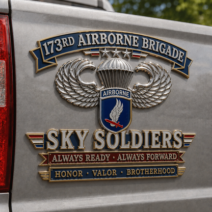 🪂U.S. Army 173rd Airborne Division “Sky Soldiers” Tribute Metal Car Emblem