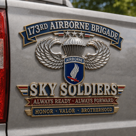 🪂U.S. Army 173rd Airborne Division “Sky Soldiers” Tribute Metal Car Emblem