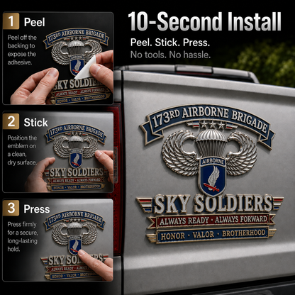 🪂U.S. Army 173rd Airborne Division “Sky Soldiers” Tribute Metal Car Emblem