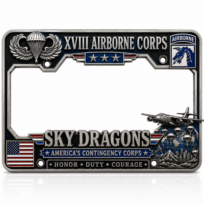 Last Day Promo: 49% OFF 🐉 U.S. Army XVIII Airborne Corps “Sky Dragons” Tribute License Plate Frame
