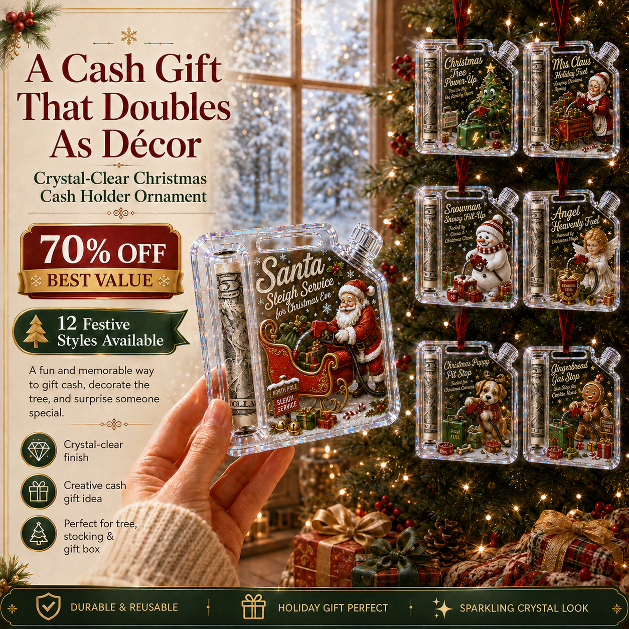 🔥Last 45pcs🎉-✨🎄Christmas Fuel-Up Cash Gift Ornament