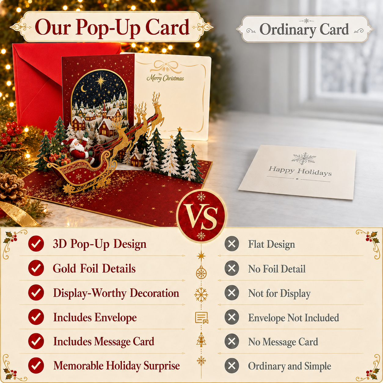 🔥 70% OFF —🎅✨ Magical 3D Santa Sleigh Christmas Pop-Up Card 🎄💌