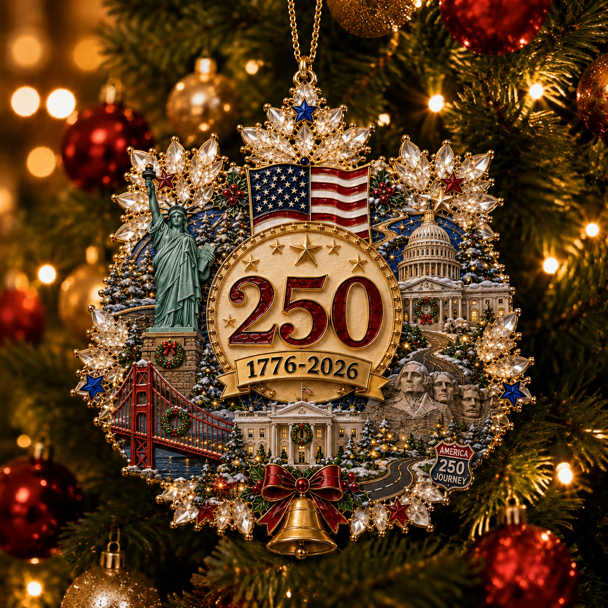 🔥LAST DAY 75% OFF!!🔥 America 250 Crystal Snowflake Heritage Ornament™