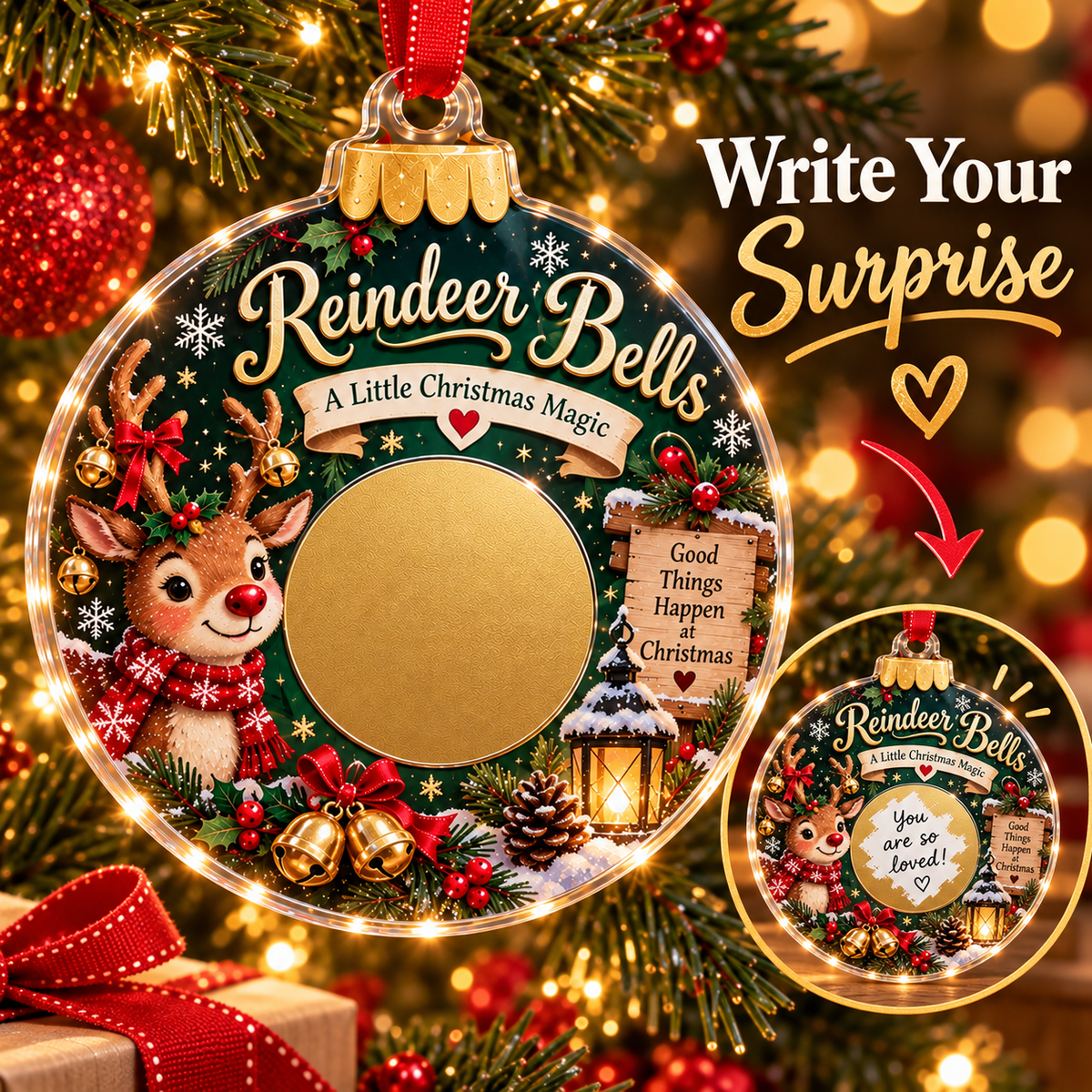 🔥 Last 50pcs 🎉 Scratch Surprise Christmas Ornament – Write Your Own Message & Reveal the Surprise 🎁