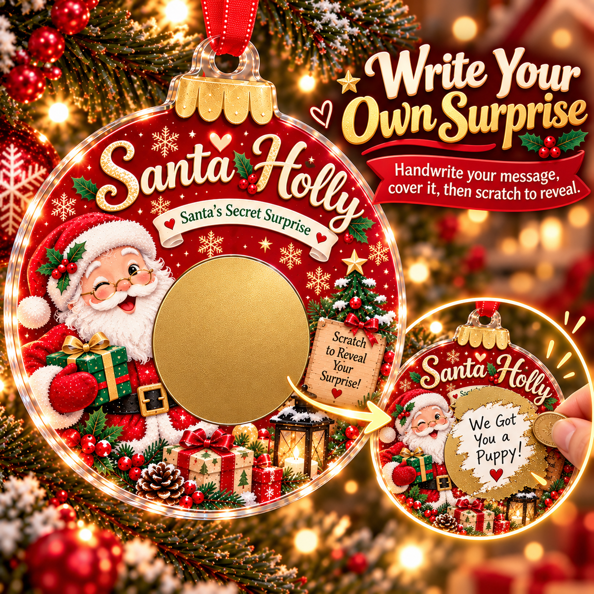 🔥 Last 50pcs 🎉 Scratch Surprise Christmas Ornament – Write Your Own Message & Reveal the Surprise 🎁