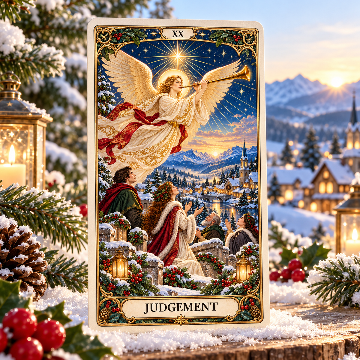 Limited Edition 49% OFF🎉-🔮Christmas Tarot Deck – 78 Festive Cards with Guidebook & 12-Day Reflection Guide