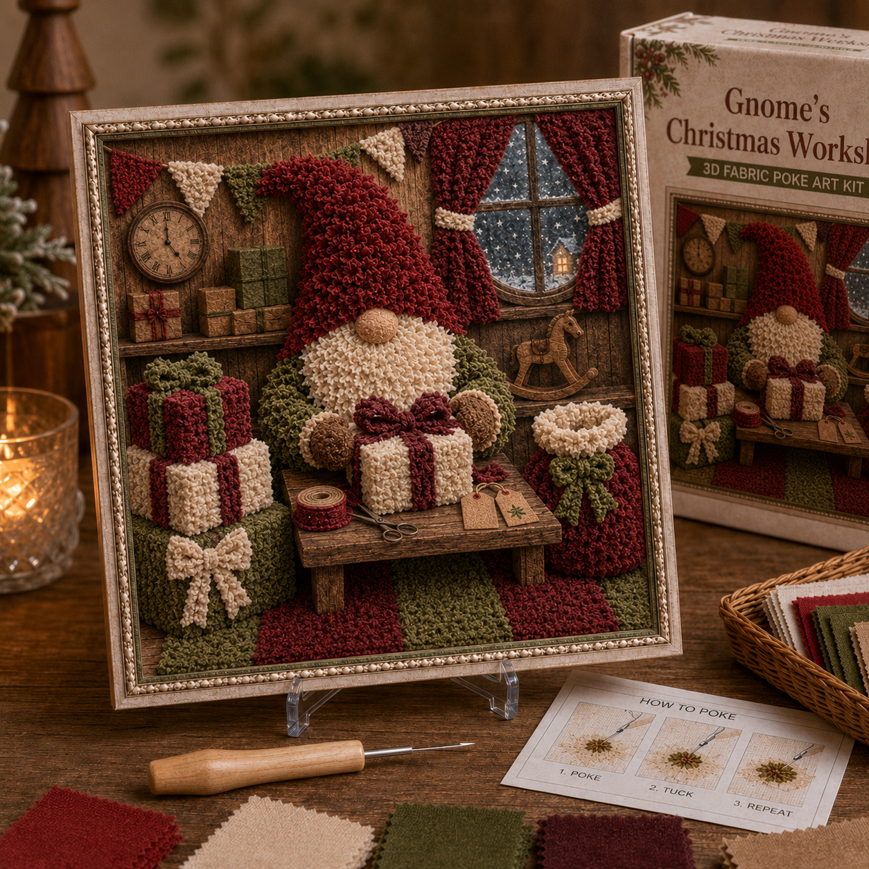 🔥 LAST DAY 50% OFF – 🎄🧵 Premium 3D Christmas Fabric Poke Art Kit
