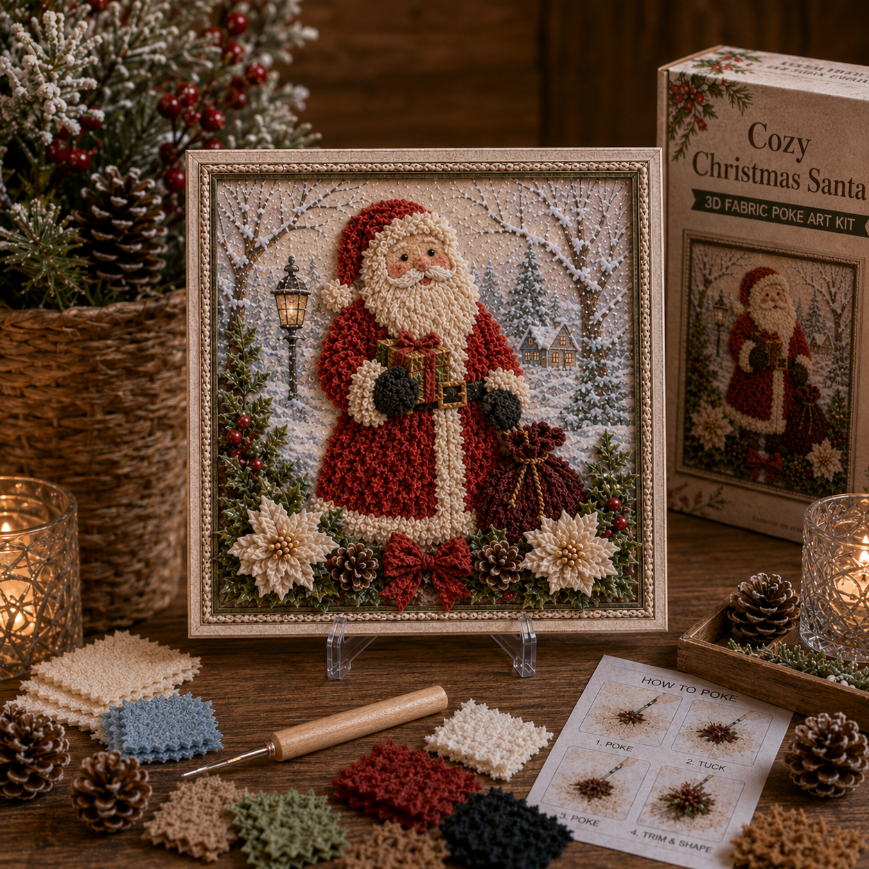 🔥 LAST DAY 50% OFF – 🎄🧵 Premium 3D Christmas Fabric Poke Art Kit
