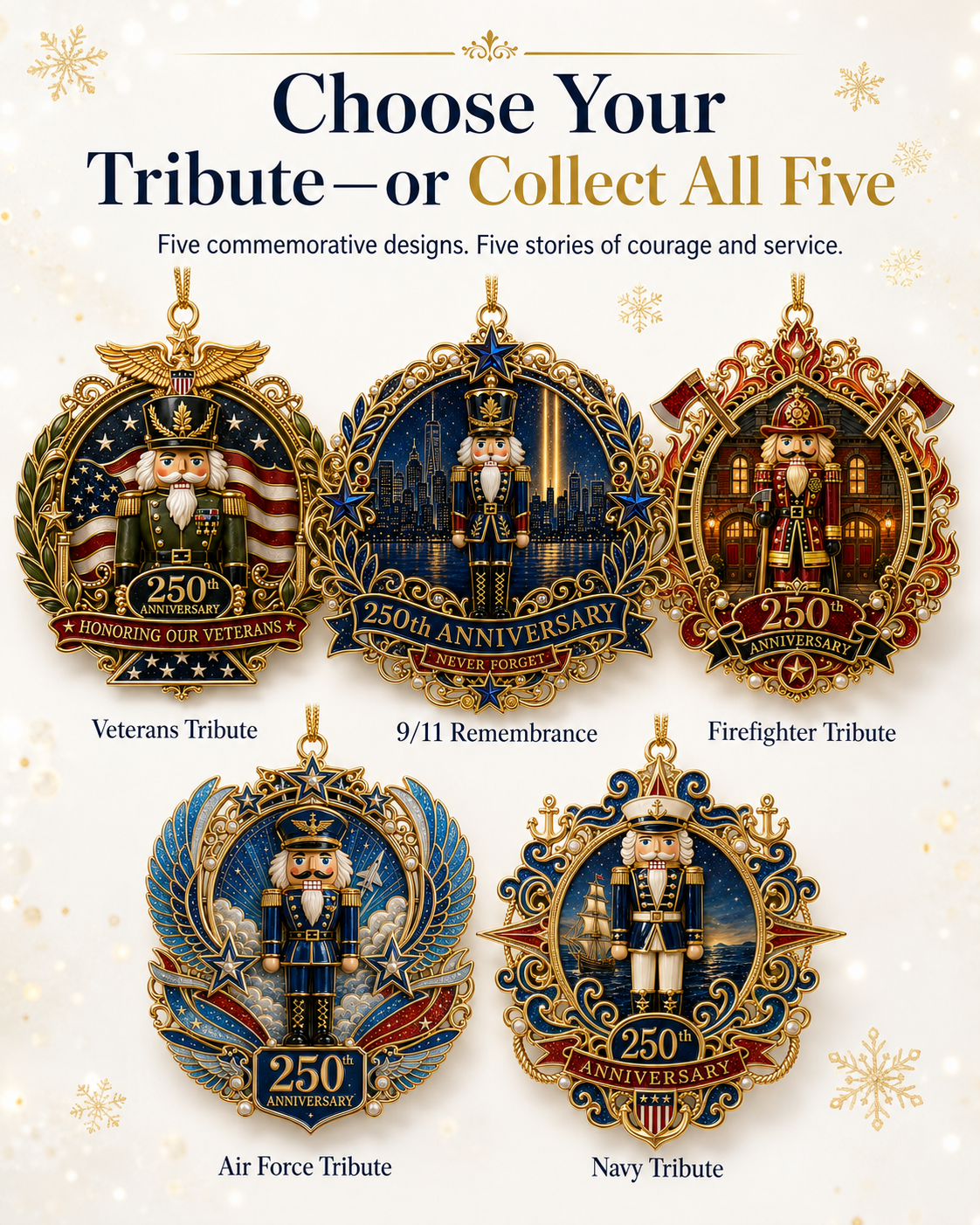 🔥 Limited Edition 🔥 250th Anniversary Hero Tribute Nutcracker Ornaments 🎄🇺🇸✨ Buy More, Save More 🎁