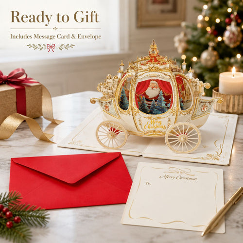 🔥 70% OFF — 3D Christmas Carriage Pop-Up Greeting Card Set 🎅🎄