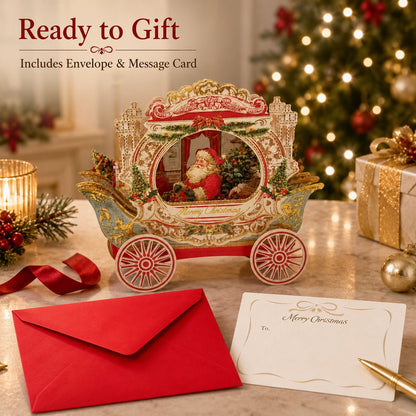 🔥 70% OFF — 3D Christmas Carriage Pop-Up Greeting Card Set 🎅🎄