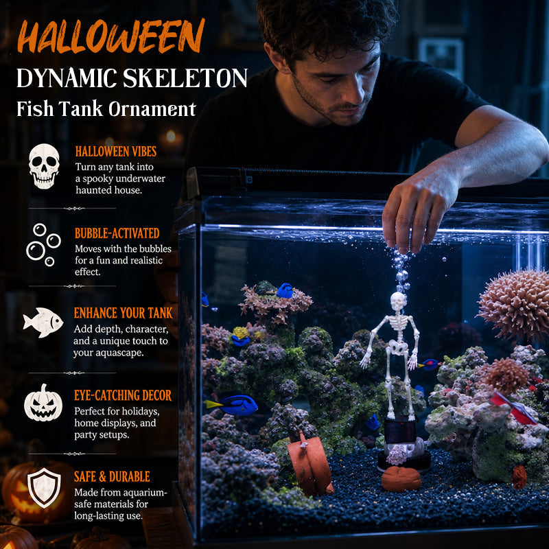 🔥LAST DAY 70% OFF - 🎃 Haunted Aquarium Skeleton Ornament 💀 Halloween Fish Tank Decor