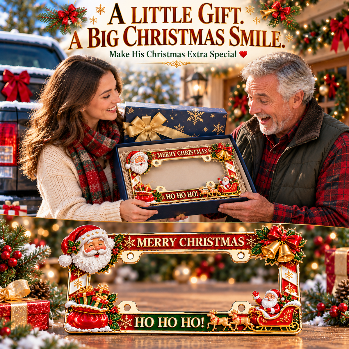🔥Limited time 49% OFF -🎄🚗Christmas Decorative License Plate Frame – Bring Holiday Cheer to Every Drive!